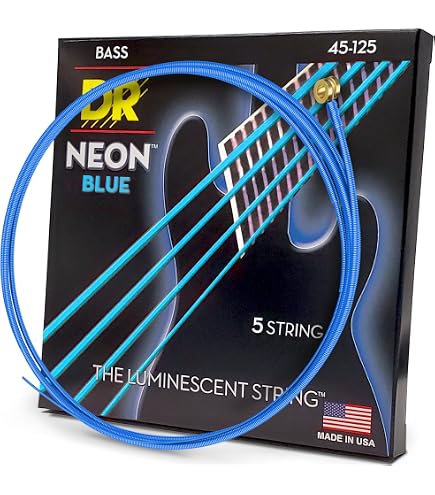 Amazon.com: DR Strings NGB5-45 Hi-Def Neon Green K3 Coated Bass